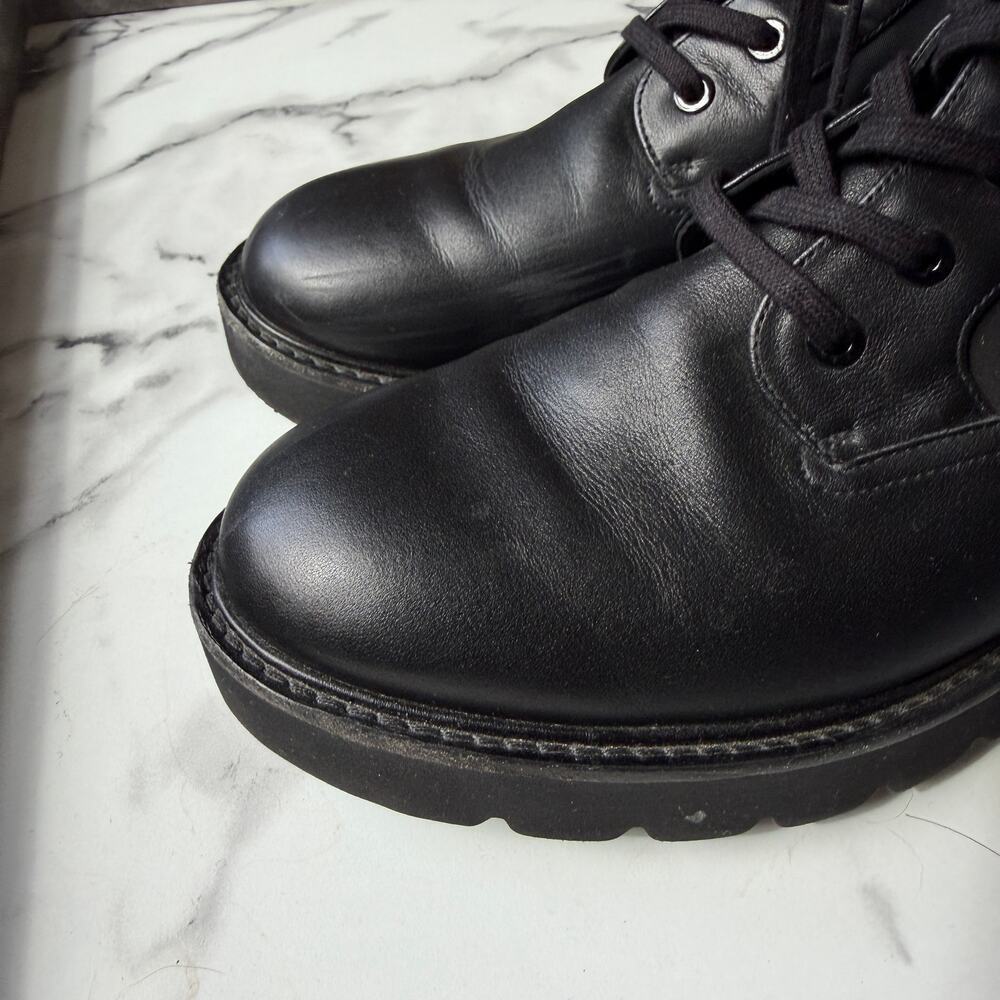 Stuart Weitzman Ande Lift Bootie Black Leather Combat Boots Size 9.5 - Picture 6 of 12